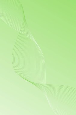 Pankart dalgalarıyla soyut arkaplan. Standart poster boyutunda. Çizgileri olan vektör arkaplanı. Tasarım elementi. Yeşil ve beyaz gradyan. Broşür, kitapçık. Çevre, doğa, vegan 