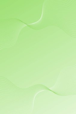 Pankart dalgalarıyla soyut arkaplan. Standart poster boyutunda. Çizgileri olan vektör arkaplanı. Tasarım elementi. Yeşil ve beyaz gradyan. Broşür, kitapçık. Çevre, doğa, vegan 