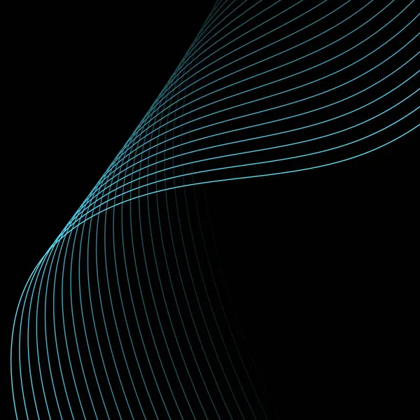 Abstract background with lines. Vector background with waves. Background for music album, poster, card, advertisement. Element for design isolated on black. Blue and black. Ocean, water, night