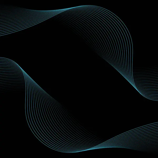 Abstract background with lines. Vector background with waves. Background for music album, poster, card, advertisement. Element for design isolated on black. Blue and black. Ocean, water, night