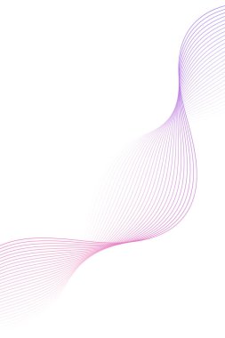 Pankart dalgalarıyla soyut arkaplan. Standart poster boyutunda. Çizgileri olan vektör arkaplanı. Tasarım elementi beyazda izole edildi. Pembe, mor ve beyaz. Broşür, kitapçık. Yaz, bahar