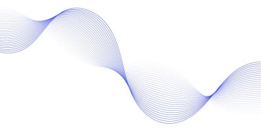 Pankart dalgalarıyla soyut arkaplan. Orta boy pankart. Beyaz üzerine izole edilmiş çizgilerle vektör arkaplanı. Mavi ve beyaz gradyan. Broşür, kitapçık. Okyanus, su.