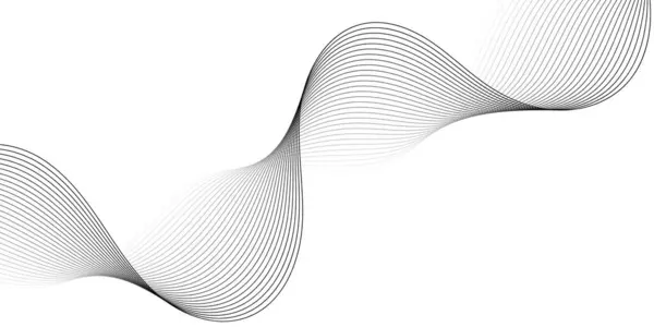Pankart dalgalarıyla soyut arkaplan. Orta boy pankart. Beyaz üzerine izole edilmiş çizgilerle vektör arkaplanı. Siyah ve beyaz gradyan. Broşür, kitapçık.