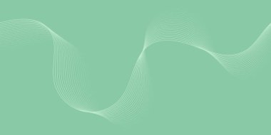 Pankart dalgalarıyla soyut arkaplan. Orta boy pankart. Satır izole edilmiş vektör arkaplanı. Tasarım elementi. Yeşil gradyan. Yaz, bahar. Broşür, kitapçık.