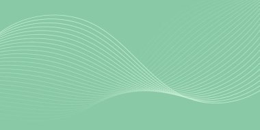 Pankart dalgalarıyla soyut arkaplan. Orta boy pankart. Satır izole edilmiş vektör arkaplanı. Tasarım elementi. Yeşil gradyan. Yaz, bahar. Broşür, kitapçık.