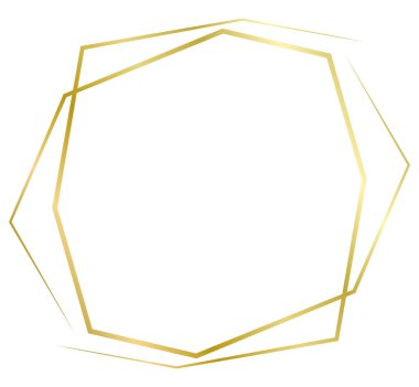 Altın metal çerçeve beyaza izole edilmiş. Fotoğraf için vektör çerçevesi. Mesaj, sertifika, resim, diploma çerçevesi. Lüks, altın, düğün, kutlama. Sıra dışı, düzensiz bir şeklin ilginç bir çerçevesi.