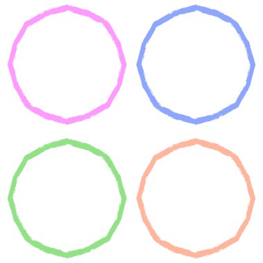 Beyaza izole edilmiş renkli yuvarlak çerçeve. Fotoğraf için vektör çerçevesi. Mesaj, sertifika, resim, diploma çerçevesi. Eskimiş, eski çerçeve