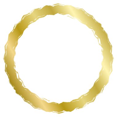 Altın yuvarlak metal çerçeve beyaza izole edilmiş. Fotoğraf için vektör çerçevesi. Mesaj, sertifika, resim, diploma çerçevesi. Lüks, altın, düğün, kutlama. Eskimiş, eski çerçeve