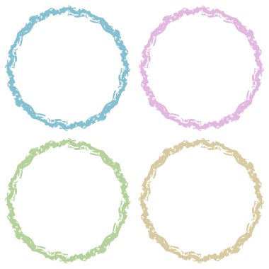 Beyaza izole edilmiş renkli yuvarlak çerçeve. Fotoğraf için vektör çerçevesi. Mesaj, sertifika, resim, diploma çerçevesi. Eskimiş, eski çerçeve