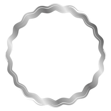 Beyaza izole edilmiş gümüş yuvarlak metal çerçeve. Fotoğraf için vektör çerçevesi. Mesaj, sertifika, resim, diploma çerçevesi. Lüks, altın, düğün, kutlama. Eskimiş, eski çerçeve