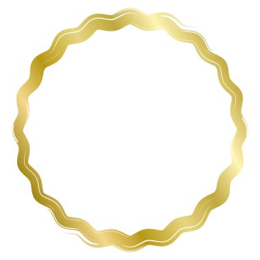 Altın yuvarlak metal çerçeve beyaza izole edilmiş. Fotoğraf için vektör çerçevesi. Mesaj, sertifika, resim, diploma çerçevesi. Lüks, altın, düğün, kutlama. Eskimiş, eski çerçeve