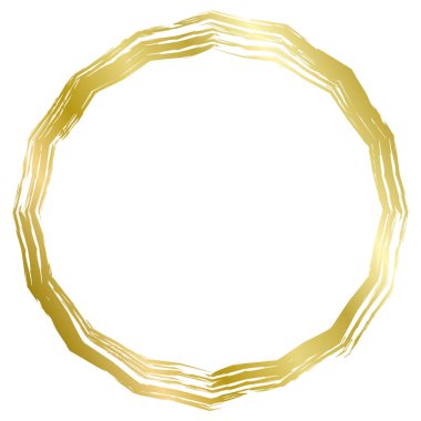 Altın yuvarlak metal çerçeve beyaza izole edilmiş. Fotoğraf için vektör çerçevesi. Mesaj, sertifika, resim, diploma çerçevesi. Lüks, altın, düğün, kutlama. Eskimiş, eski çerçeve