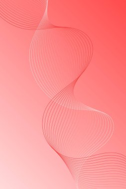 Pankart dalgalarıyla soyut arkaplan. Standart poster boyutunda. Çizgileri olan vektör arkaplanı. Tasarım elementi. Kırmızı gradyan. Broşür, kitapçık. Yaz, bahar. Aşk, düğün. Anneler Günü