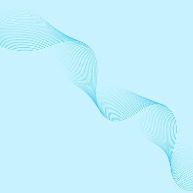 Dalgalarla soyut arkaplan. Çizgileri olan vektör pankartı. Müzik albümü, poster, kart, reklam için arka plan. Mavi üzerine izole edilmiş tasarım için geometrik öge. Mavi gradyan. Su., 