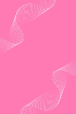 Pankart dalgalarıyla soyut arkaplan. Standart poster boyutunda. Çizgileri olan vektör arkaplanı. Tasarım elementi pembeye izole edildi. Pembe gradyan. Broşür, kitapçık. Yaz, bahar. Anneler Günü