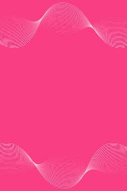 Pankart dalgalarıyla soyut arkaplan. Standart poster boyutunda. Çizgileri olan vektör arkaplanı. Tasarım elementi pembeye izole edildi. Pembe gradyan. Broşür, kitapçık. Yaz, bahar. Anneler Günü