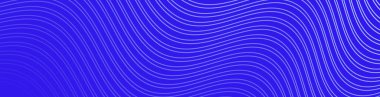 Pankart dalgalarıyla soyut arkaplan. Web pankartı boyutu. Çizgileri olan vektör arkaplanı. Tasarım elementi mavi renkte izole edildi. Mavi gradyan. Bahar, yaz, kış. Su, okyanus