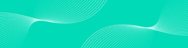 Pankart dalgalarıyla soyut arkaplan. Web pankartı boyutu. Çizgileri olan vektör arkaplanı. Tasarım elementi yeşilde izole edildi. Yeşil gradyan. Bahar, yaz. Eko, doğa.