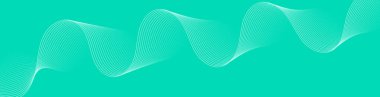 Pankart dalgalarıyla soyut arkaplan. Web pankartı boyutu. Çizgileri olan vektör arkaplanı. Tasarım elementi yeşilde izole edildi. Yeşil gradyan. Bahar, yaz. Eko, doğa.