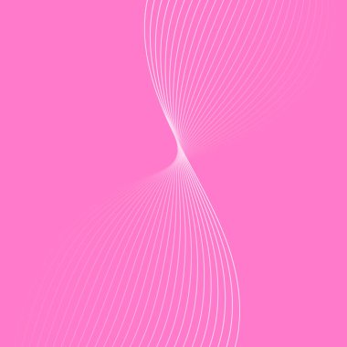Dalgalarla soyut arkaplan. Çizgileri olan vektör pankartı. Müzik albümü, poster, kart, reklam için arka plan. Pembede izole edilmiş tasarım için geometrik element. Pembe gradyan. Sevgililer Günü