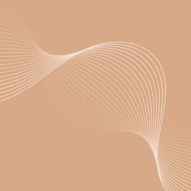 Dalgalarla soyut arkaplan. Çizgileri olan vektör pankartı. Müzik albümü, poster, kart, reklam için arka plan. Kahverengi üzerine izole edilmiş tasarım için geometrik element. Bej rengi. Kahve, kahve.