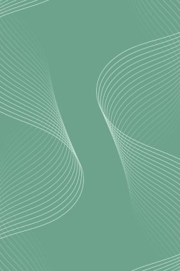 Pankart dalgalarıyla soyut arkaplan. Standart poster boyutunda. Çizgileri olan vektör arkaplanı. Tasarım elementi. Yeşil gradyan. Zeytin rengi. Broşür, kitapçık. Çevre, doğa, vegan