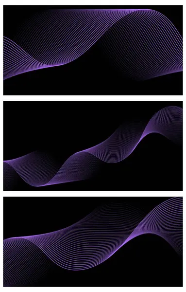 Set Abstract Backgrounds Waves Banner Medium Banner Size Vector Background — Stockový vektor