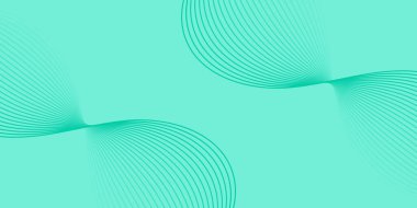 Pankart dalgalarıyla soyut arkaplan. Orta boy pankart. Satır izole edilmiş vektör arkaplanı. Tasarım elementi. Yeşil gradyan. Turkuaz rengi. Yaz, bahar. Broşür, kitapçık.