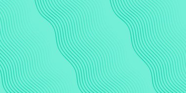 Pankart dalgalarıyla soyut arkaplan. Orta boy pankart. Satır izole edilmiş vektör arkaplanı. Tasarım elementi. Yeşil gradyan. Turkuaz rengi. Yaz, bahar. Broşür, kitapçık.