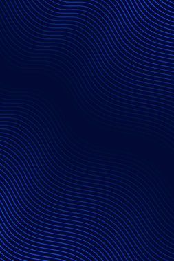 Pankart dalgalarıyla soyut arkaplan. Standart poster boyutunda. Çizgileri olan vektör arkaplanı. Tasarım elementi koyu mavi üzerine izole edilmiş. Mavi gradyan. Broşür, kitapçık. Okyanus, su. İyi geceler.