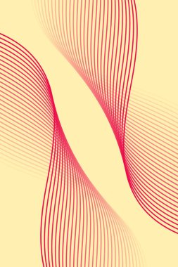 Pankart dalgalarıyla soyut arkaplan. Standart poster boyutunda. Çizgileri olan vektör arkaplanı. Tasarım elementi sarıda izole edildi. Kırmızı ve sarı eğim. Broşür, kitapçık. Yaz, bahar