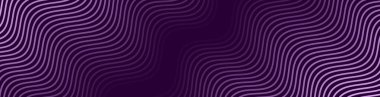 Abstract background with waves for banner. Web banner size. Vector background with lines. Element for design isolated on dark purple. Purple gradient. Water, ocean. Dark, deep, night