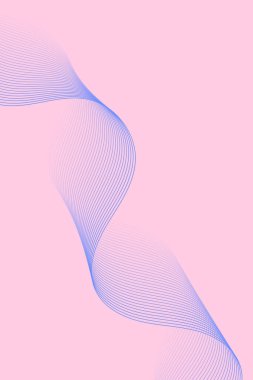 Abstract background with waves for banner. Standart poster size. Vector background with lines. Element for design isolated on pink. Pink and blue gradient. Brochure, booklet. Summer, spring