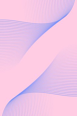 Abstract background with waves for banner. Standart poster size. Vector background with lines. Element for design isolated on pink. Pink and blue gradient. Brochure, booklet. Summer, spring