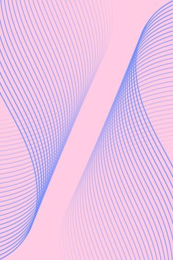 Abstract background with waves for banner. Standart poster size. Vector background with lines. Element for design isolated on pink. Pink and blue gradient. Brochure, booklet. Summer, spring