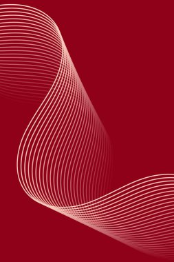 Abstract background with waves for banner. Standart poster size. Vector background with lines. Element for design isolated on dark red. Red gradient. Brochure, booklet. Valentine's Day