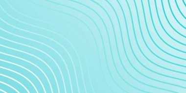 Pankart dalgalarıyla soyut arkaplan. Orta boy pankart. Satır izole edilmiş vektör arkaplanı. Tasarım elementi. Mavi ve beyaz gradyan. Yaz, bahar. Broşür, kitapçık. Okyanus, su