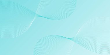 Pankart dalgalarıyla soyut arkaplan. Orta boy pankart. Satır izole edilmiş vektör arkaplanı. Tasarım elementi. Mavi ve beyaz gradyan. Yaz, bahar. Broşür, kitapçık. Okyanus, su