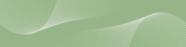 Pankart dalgalarıyla soyut arkaplan. Web pankartı boyutu. Çizgileri olan vektör arkaplanı. Tasarım elementi yeşilde izole edildi. Yeşil gradyan. Bahar, yaz