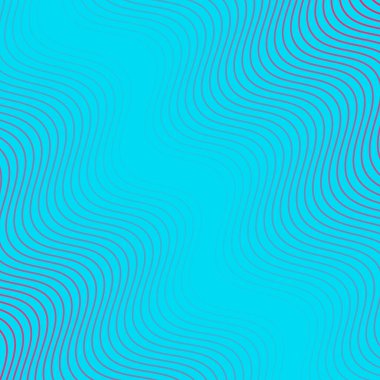 Dalgalarla soyut arkaplan. Çizgileri olan vektör pankartı. Müzik albümü, poster, kart, reklam için arka plan. Mavi üzerine izole edilmiş tasarım için geometrik öge. Pembe ve mavi gradyan