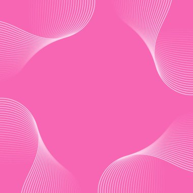 Dalgalarla soyut arkaplan. Çizgileri olan vektör pankartı. Müzik albümü, poster, kart, reklam için arka plan. Pembede izole edilmiş tasarım için geometrik element. Pembe gradyan. Sevgililer Günü. Aşk