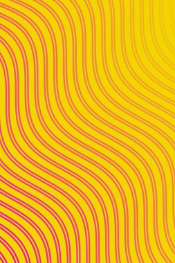 Pankart dalgalarıyla soyut arkaplan. Standart poster boyutunda. Çizgileri olan vektör arkaplanı. Tasarım elementi sarıda izole edildi. Pembe ve sarı renkte. Broşür, kitapçık. Yaz, bahar