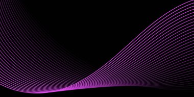 Çizgiler ve dalgalarla soyut bir arkaplan. Orta boy pankart. Tasarım elementi. Broşür, broşür, broşür, broşür, poster için vektör arkaplan. Pembe ve siyah eğim. Karanlık, gece, aşk