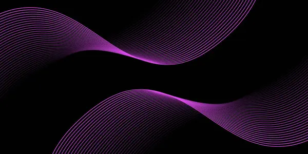 Çizgiler ve dalgalarla soyut bir arkaplan. Orta boy pankart. Tasarım elementi. Broşür, broşür, broşür, broşür, poster için vektör arkaplan. Pembe ve siyah eğim. Karanlık, gece, aşk