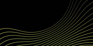 Çizgiler ve dalgalarla soyut bir arkaplan. Orta boy pankart. Tasarım elementi. Broşür, broşür, broşür, broşür, poster için vektör arkaplan. Yeşil, sarı ve siyah eğim. Karanlık, gece