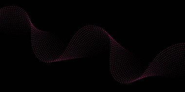 Noktalı ve dalgalı soyut bir arkaplan. Orta boy pankart. Tasarım elementi. Broşür, broşür, broşür, broşür, poster için vektör arkaplan. Pembe ve siyah eğim. Karanlık, gece