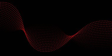 Noktalı ve dalgalı soyut bir arkaplan. Orta boy pankart. Tasarım elementi. Broşür, broşür, broşür, broşür, poster için vektör arkaplan. Kırmızı ve siyah eğim. Karanlık, gece