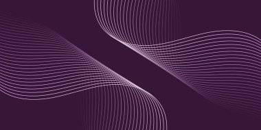Çizgiler ve dalgalarla soyut bir arkaplan. Orta boy pankart. Tasarım elementi. Broşür, broşür, broşür, broşür, poster için vektör arkaplan. Mor ve pembe gradyan