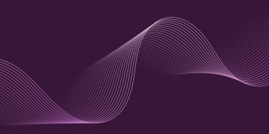 Çizgiler ve dalgalarla soyut bir arkaplan. Orta boy pankart. Tasarım elementi. Broşür, broşür, broşür, broşür, poster için vektör arkaplan. Mor ve pembe gradyan