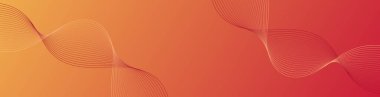 Çizgiler ve dalgalarla soyut bir arkaplan. Web pankartı boyutu. Tasarım elementi. Broşür, broşür, poster için vektör arkaplan. Turuncu ve kırmızı gradyan. Sonbahar, aşkım.